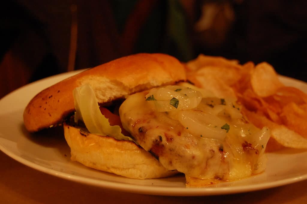 Sizzlin’ Andouille Burgers with Asiago Cheese