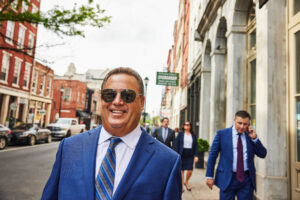 Joe Stampone smiles on the streets of Philadelphia