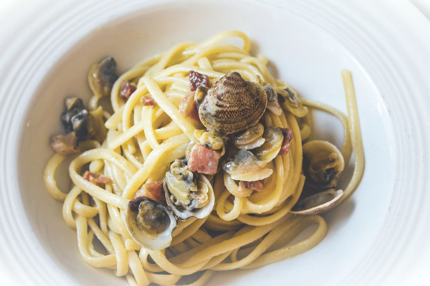 Linguini with Pancetta and White Clam Sauce